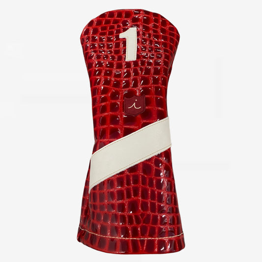 Royal Headcover: Red Patent Croc + Pure White