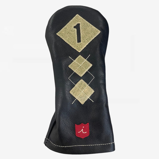 Argyle Headcover: Pitch Black + Old English Green