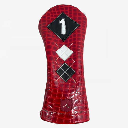 Argyle Headcover: Red Patent Croc + Pitch Black & Pure White