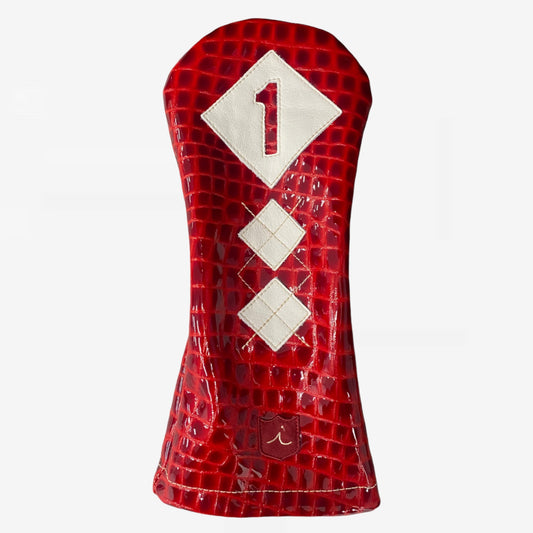 Argyle Headcover: Red Patent Croc + Pure White