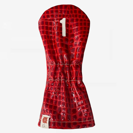 Argyle Headcover: Red Patent Croc + Pure White