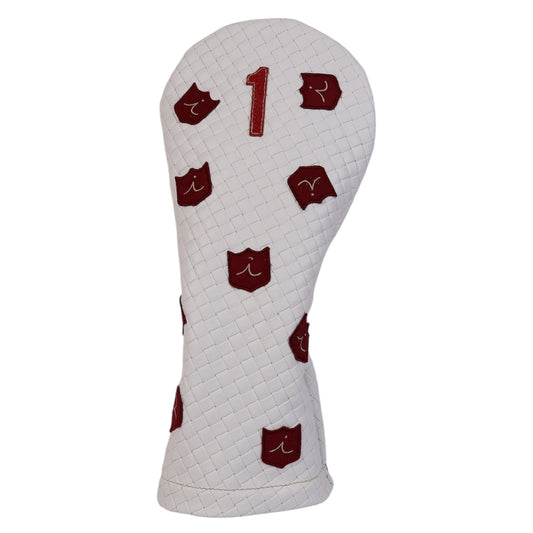 Dancing Crest Headcover: White Sassari + Sunday Red