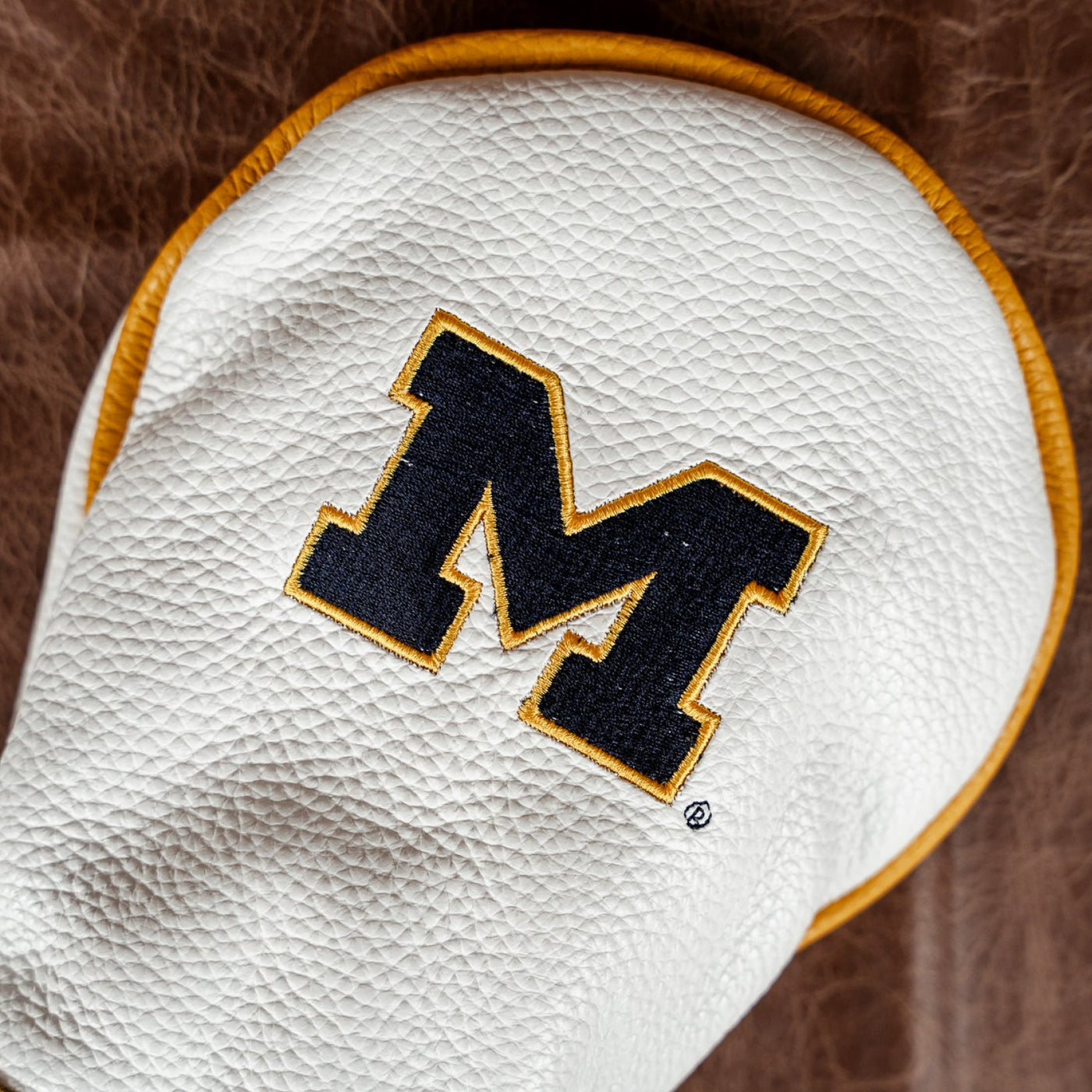 Michigan White Leather Driver Headcover
