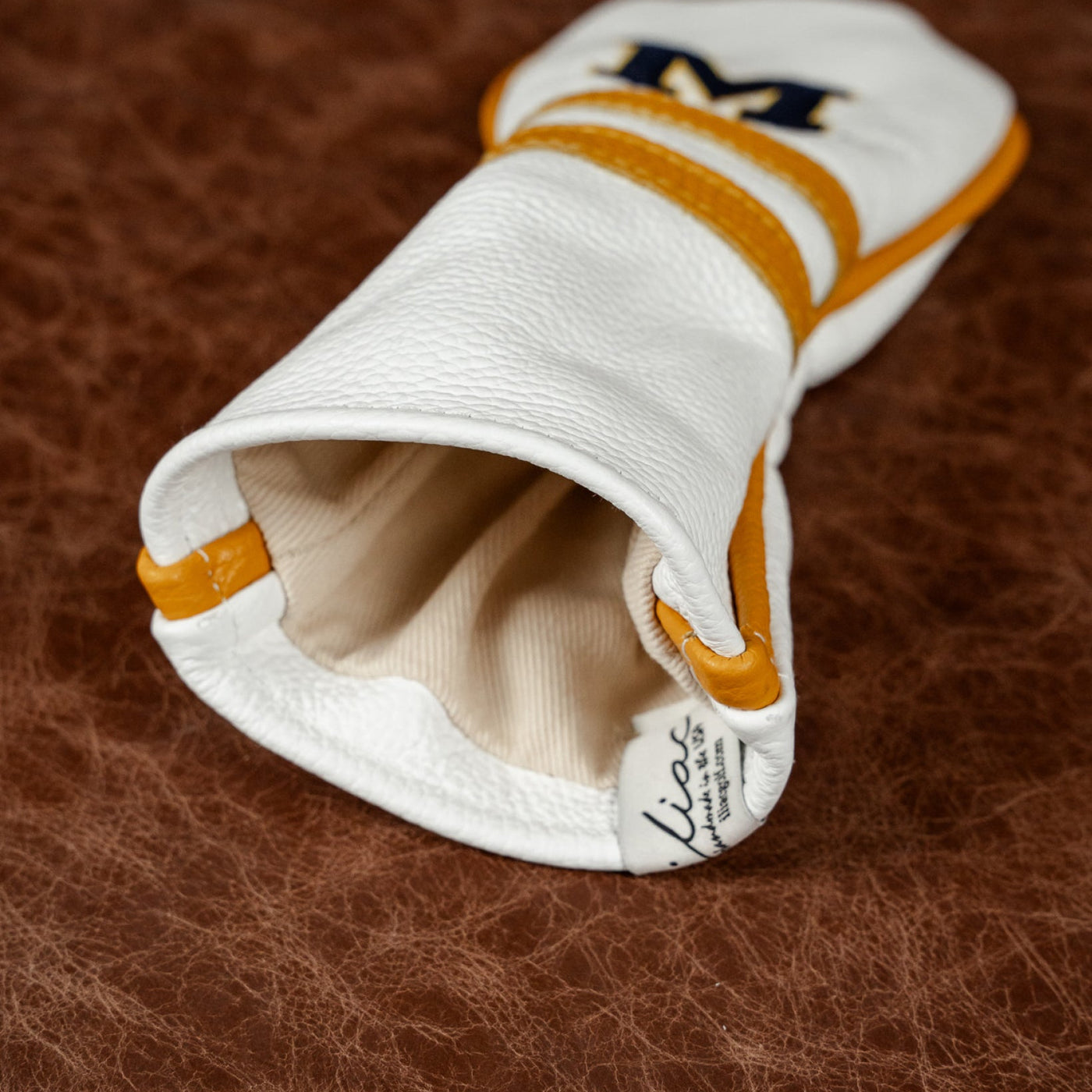 Michigan White Leather Driver Headcover