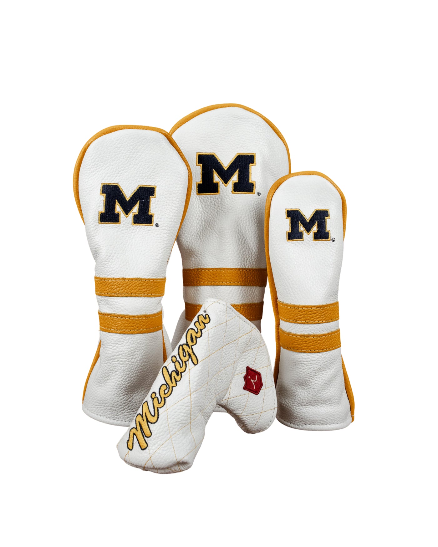 Michigan White Leather Headcover Set