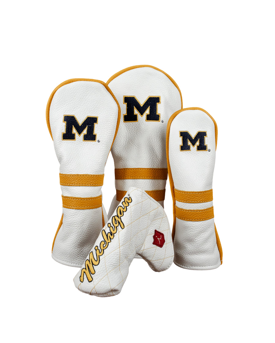 Michigan White Leather Headcover Set