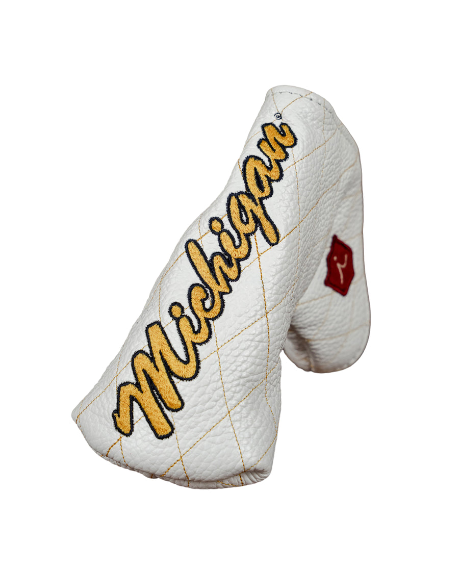 Michigan White Leather Blade Putter Cover