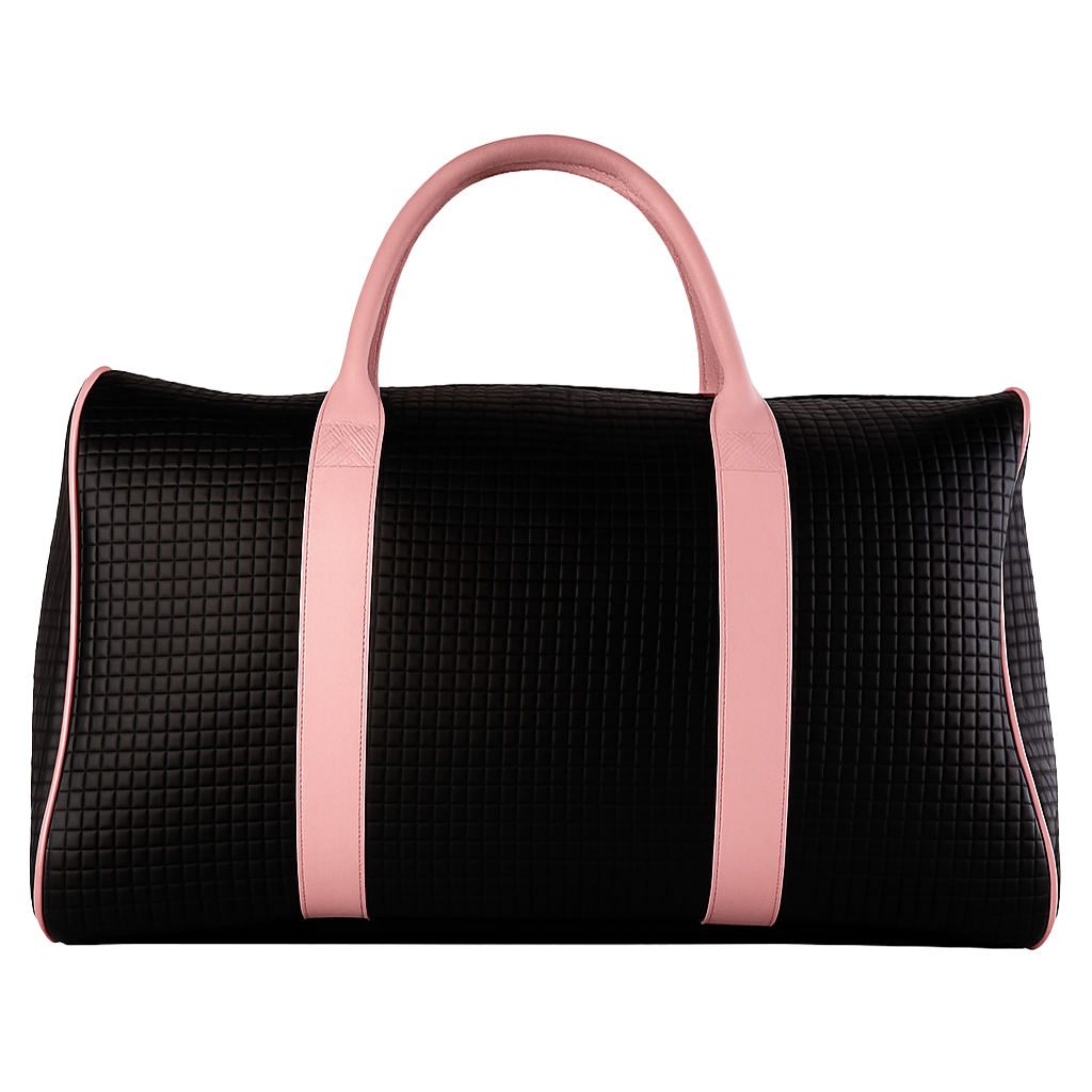 Milano Duffel Bag: Black Sassari + Pink