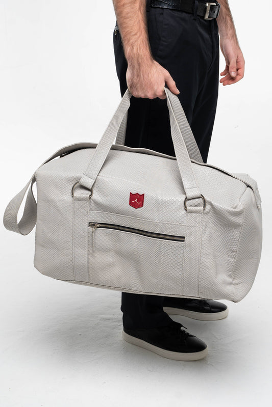 Exotic Duffel Bag: Gray Boa