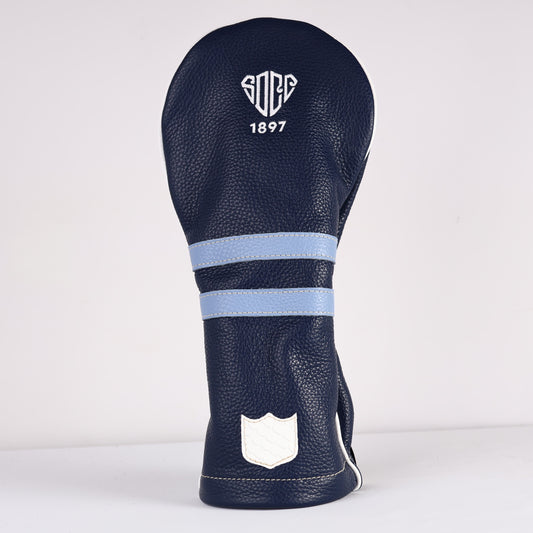 Driver Headcover: Navy + Pure White + Carolina Blue + White Boa