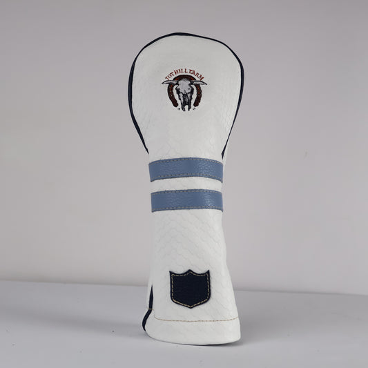 Wood Headcover: White Boa + Navy + Carolina Blue