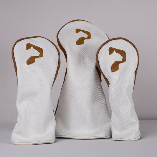 Triptych Headcover Set: Vermont Honey + White Boa