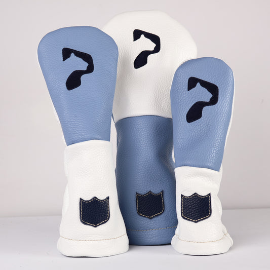 Split Headcover Set: Pure White + Navy
