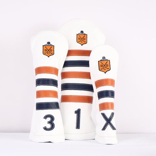 Headcover Set: Pure White + Bright Orange + Navy