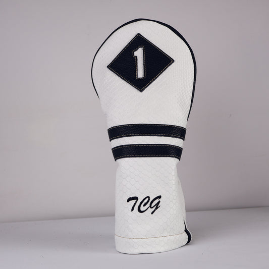 Driver Headcover: Tobacco Brown + Navy + Pure White