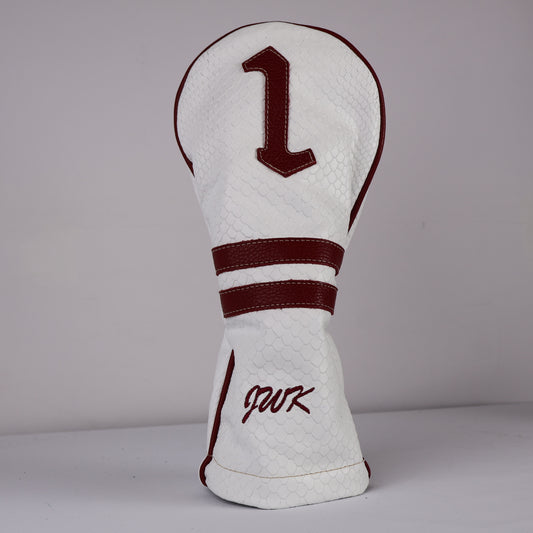 Driver Headcover: White Boa + Crimson