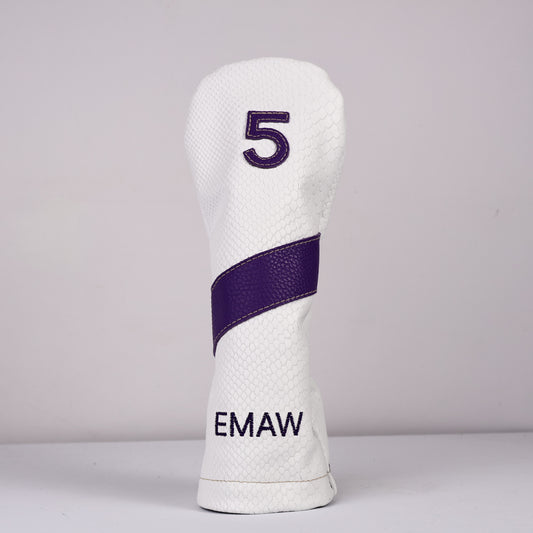 Wood Headcover: White Boa + Laker Purple