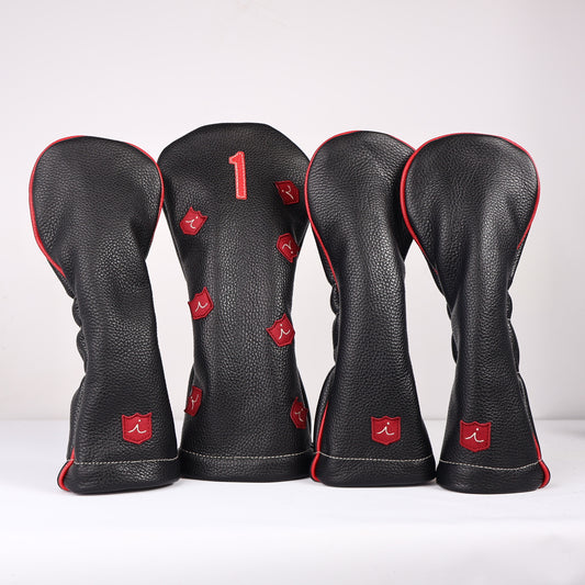 Headcover Set: Pitch Black + Sunday Red