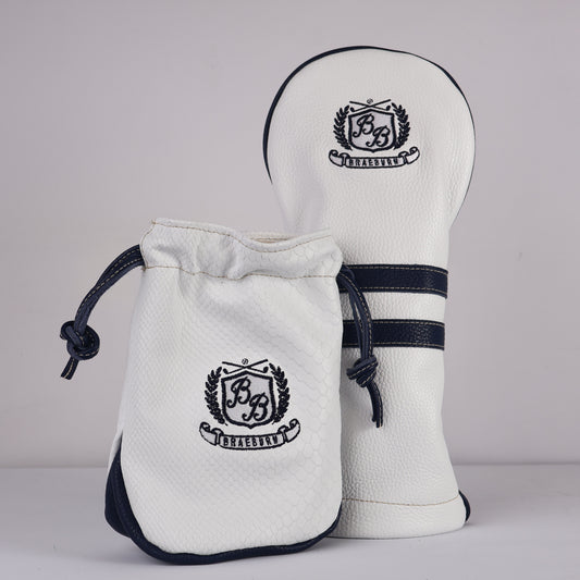 Valuables Pouch Headcover: Pure White + White Boa + Navy