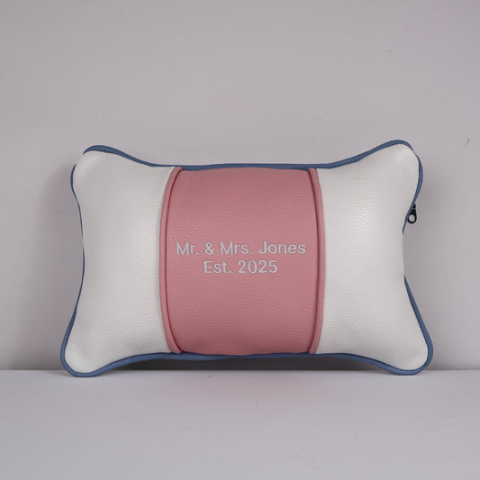 Small Volare Pillow: Carolina Blue + Pure White + Light Pink