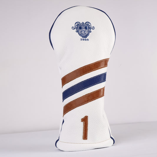 Driver Headcover: Pure White + Carmel + True Blue