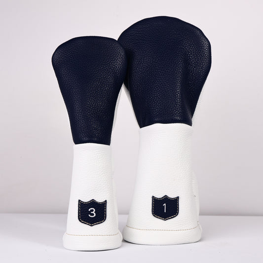Split Headcover Set: Pure White + Navy