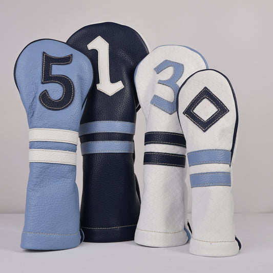 Headcover Set: Navy + Pure White + Carolina Blue