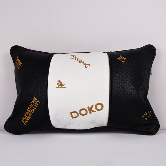 Large Volare Pillow: Black Boa + Pure White + Pitch Black