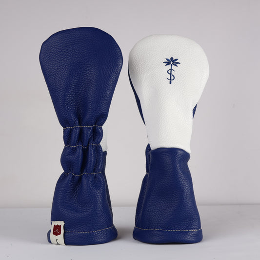Split Panel Headcover: True Blue + Pure White