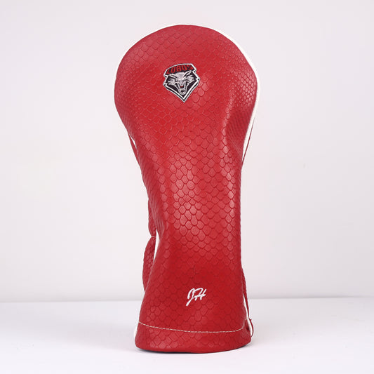 Driver Headcover: Red Boa + Pure White