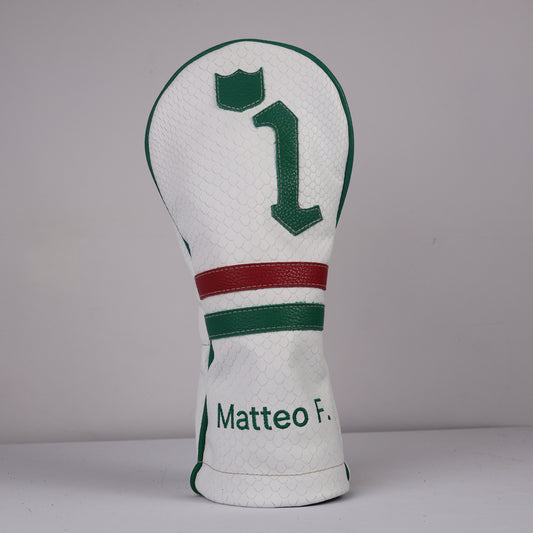 Driver Headcover: White Boa + Masters Green + Sunday Red
