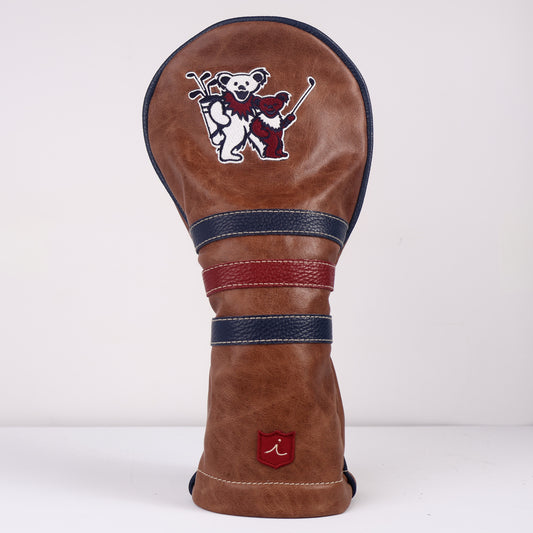 Driver Headcover: Tobacco Brown + Navy + Crimson