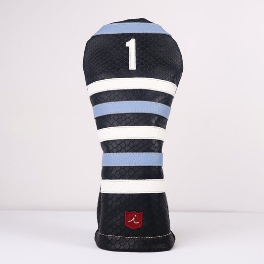Driver Headcover: Black Boa + Pure White + Carolina Blue