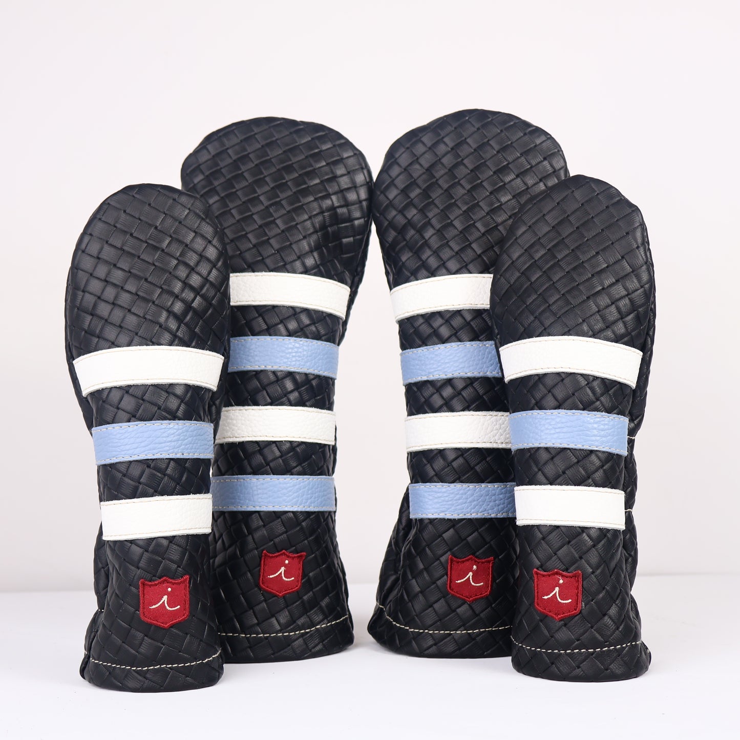 Headcover Set: Black Sassari + Carolina Blue + Pure White