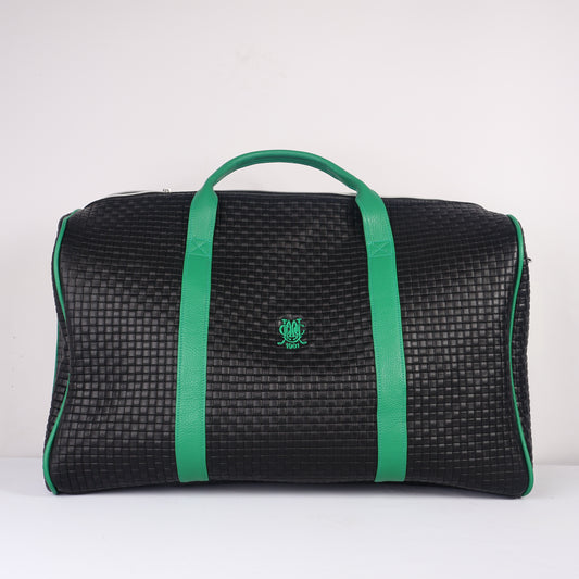 Milano Duffel Bag: Black Sassari + Masters Green