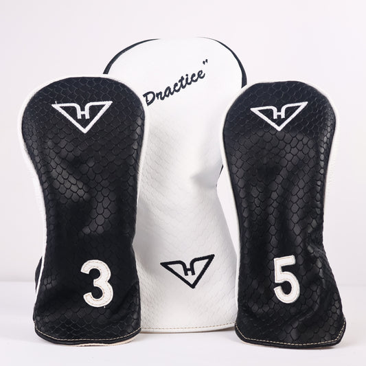 Triptych Headcover Set: White Boa + Pitch Black + Pure White + Black Boa