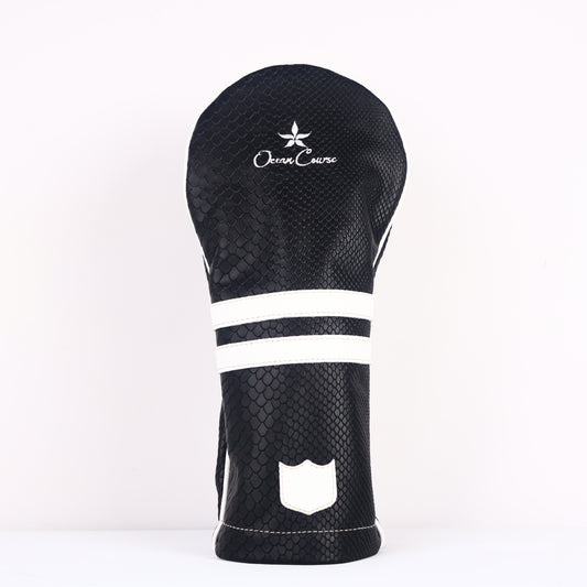 Driver Headcover: Black Boa + Pure White