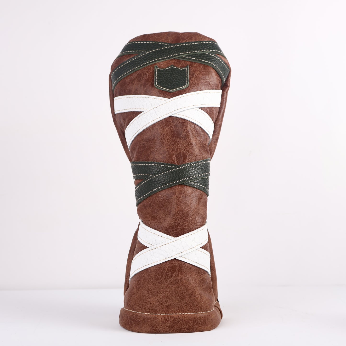 Driver Headcover: Tobacco Brown + Olive + White Boa