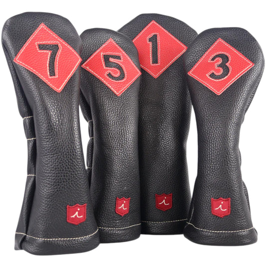 Headcover Set: Pitch Black + Sunday Red