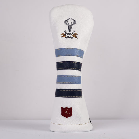 Wood Headcover: Pure White +Navy + Carolina Blue