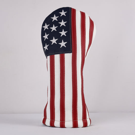 Driver Headcover: Pure White + Stitched + Red Stripes