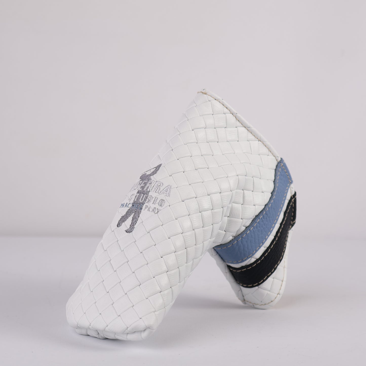 Blade Putter Headcover: White Sassari + Carolina Blue + Pitch Black