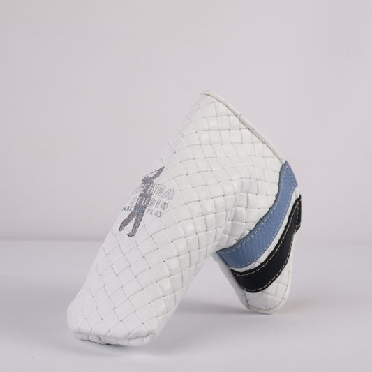Blade Putter Headcover: White Sassari + Carolina Blue + Pitch Black