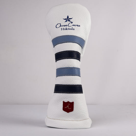 Wood Headcover: Pure White + Navy + Carolina Blue