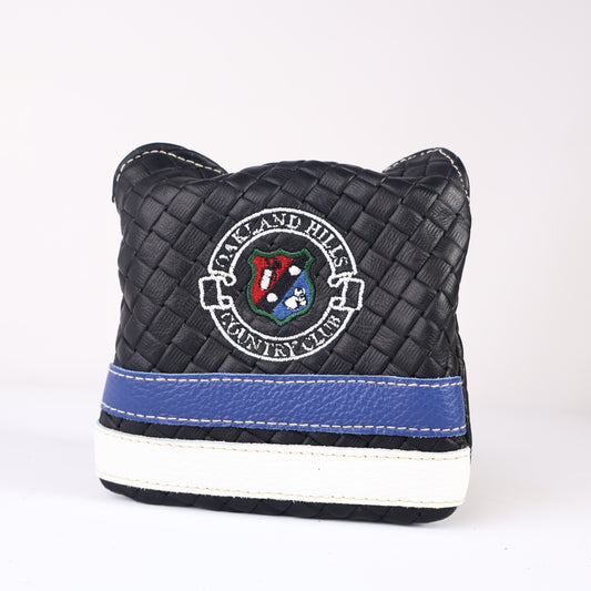 Full Mallet Headcover: Black Sassari + Pure White + True Blue