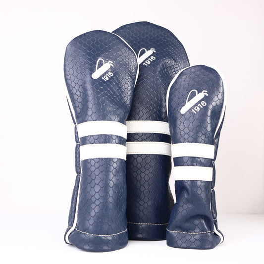 Headcover Set: Navy Boa + Pure White