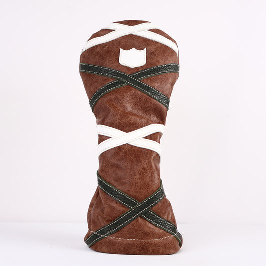 Driver Headcover: Tobacco Brown + White Boa + Olive