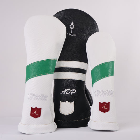 Headcover Set: Pitch Black + Pure White + White Boa + Masters Green +