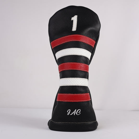 Driver Headcover: Pitch Black + White Boa + Sunday Red