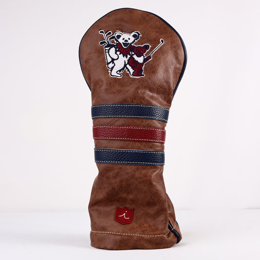 Driver Headcover: Tobacco Brown + Navy + Crimson